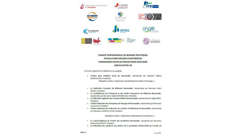 12 signataires de la charte rgionale de  bonnes pratiques pour la gestion des chantiers en Normandie 